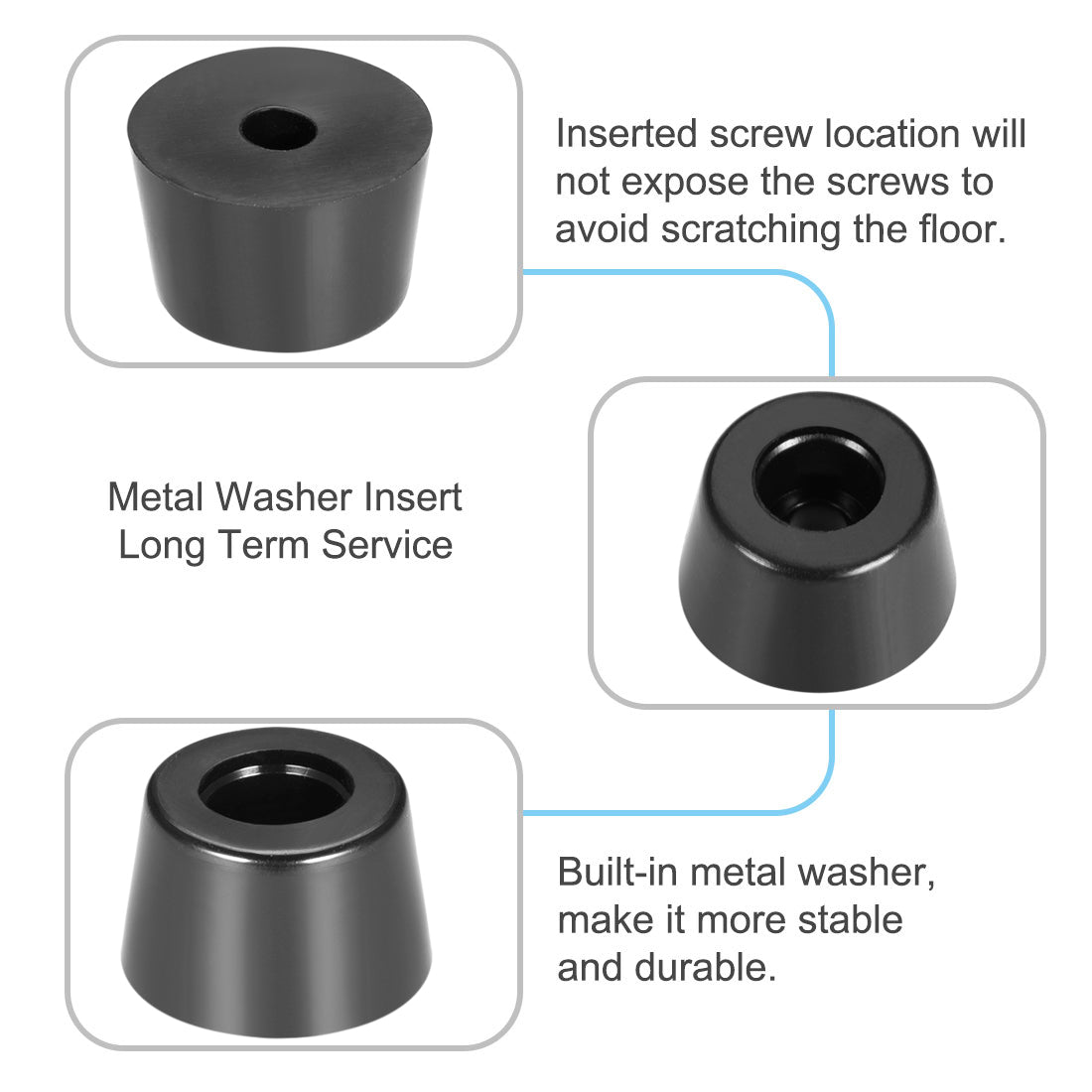 uxcell Uxcell D16 x 14 x H10mm Black Color Rubber Feet Anti Vibration Isolator Absorber Base Foot Pads, 40pcs