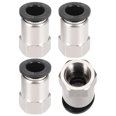 Harfington Push to Connect Tube Fitting Adapter 10mm OD x G1/4" Female Silver Tone 4pcs