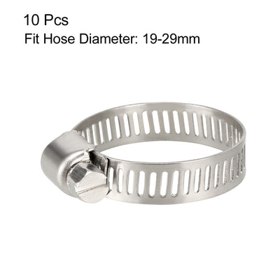 Harfington Uxcell 19-29mm  Gear Hose Clamp, 304 Stainless Steel Fuel Line Clamp 10 Pcs