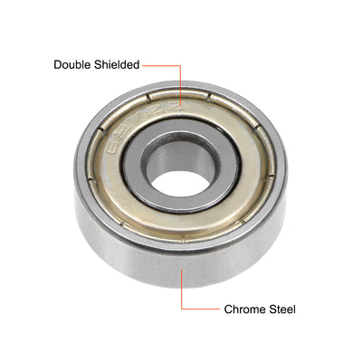 Harfington Uxcell 627ZZ Deep Groove Ball Bearing 7x22x7 mm Double Shielded Chrome Bearings 2pcs