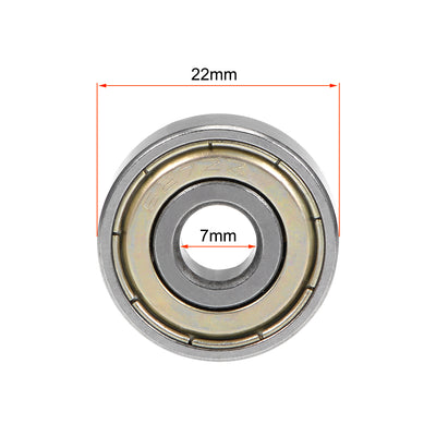 Harfington Uxcell 627ZZ Deep Groove Ball Bearing 7x22x7 mm Double Shielded Chrome Bearings 2pcs