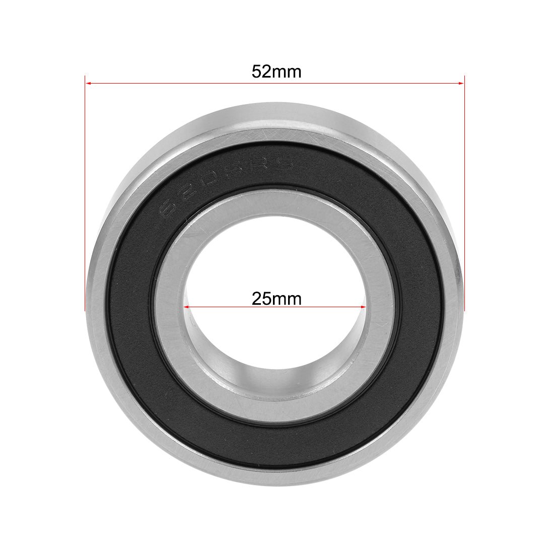 Harfington 6205-2RS Deep Groove Ball Bearing 25x52x15mm Double Sealed Chrome Bearings 2pcs