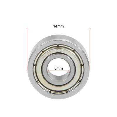 Harfington 605ZZ Deep Groove Ball Bearing 5x14x5mm Double Shielded Chrome Bearings 5pcs
