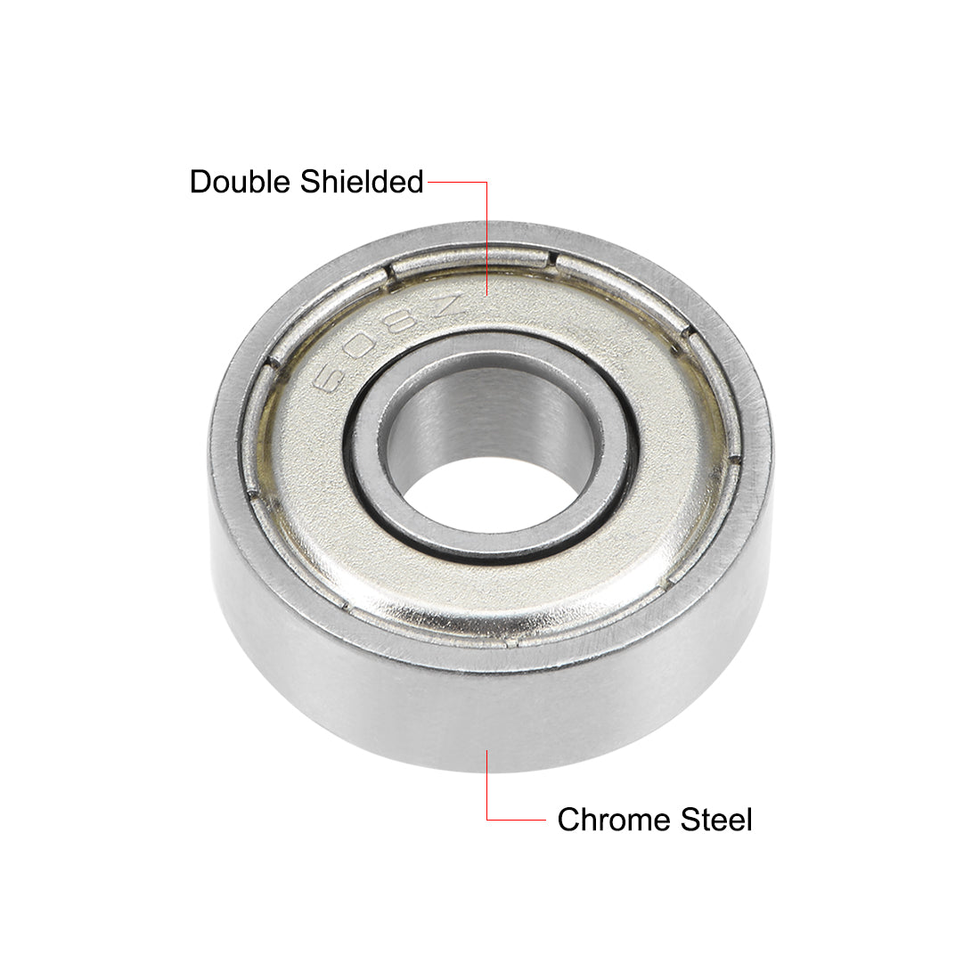 uxcell Uxcell 608ZZ Deep Groove Ball Bearing 8x22x7mm Double Shielded Chrome Bearings 5pcs