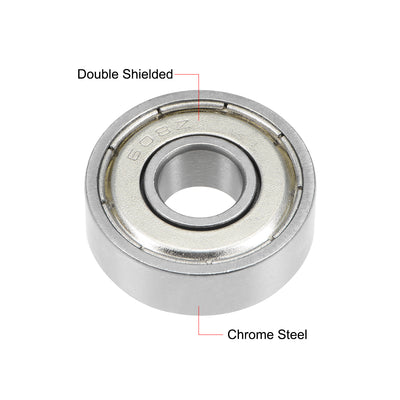 Harfington Uxcell 608ZZ Deep Groove Ball Bearing 8x22x7mm Double Shielded Chrome Bearings 5pcs