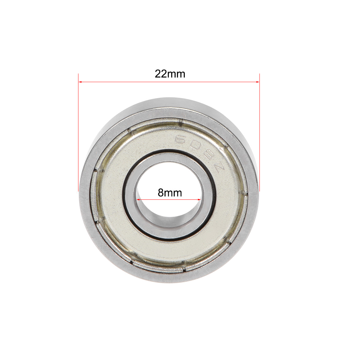 uxcell Uxcell 608ZZ Deep Groove Ball Bearing 8x22x7mm Double Shielded Chrome Bearings 5pcs