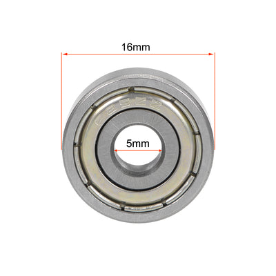 Harfington Uxcell 625ZZ Deep Groove Ball Bearing 5x16x5mm Double Shielded Chrome Bearings 6pcs