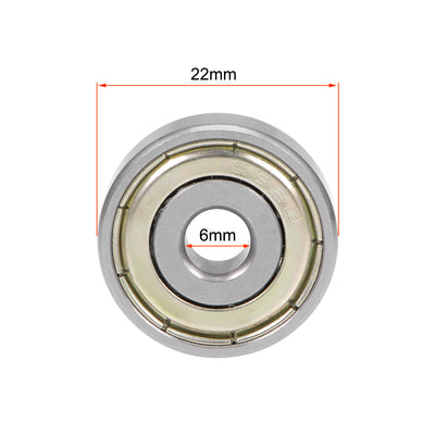 Harfington 636ZZ Deep Groove Ball Bearing 6x22x7mm Double Shielded Chrome Bearings 6pcs