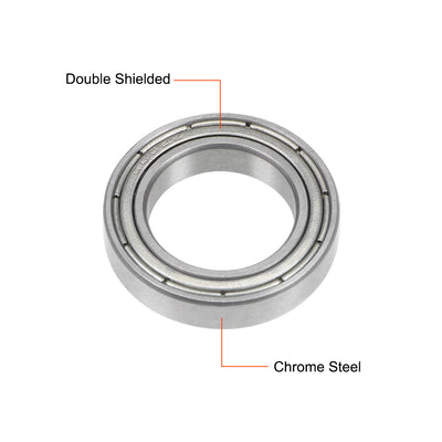 Harfington Uxcell 6802ZZ Deep Groove Ball Bearing 15x24x5mm Double Shielded Chrome Bearings 10pcs