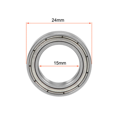 Harfington Uxcell 6802ZZ Deep Groove Ball Bearing 15x24x5mm Double Shielded Chrome Bearings 10pcs