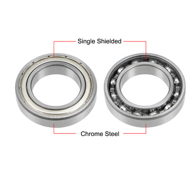 Harfington Uxcell 6905Z Deep Groove Ball Bearing 25x42x9mm Single Shielded Chrome Bearings 5pcs