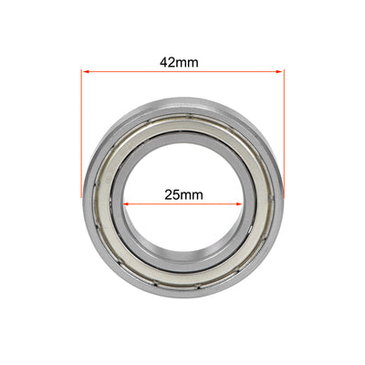 Harfington Uxcell 6905Z Deep Groove Ball Bearing 25x42x9mm Single Shielded Chrome Bearings 5pcs