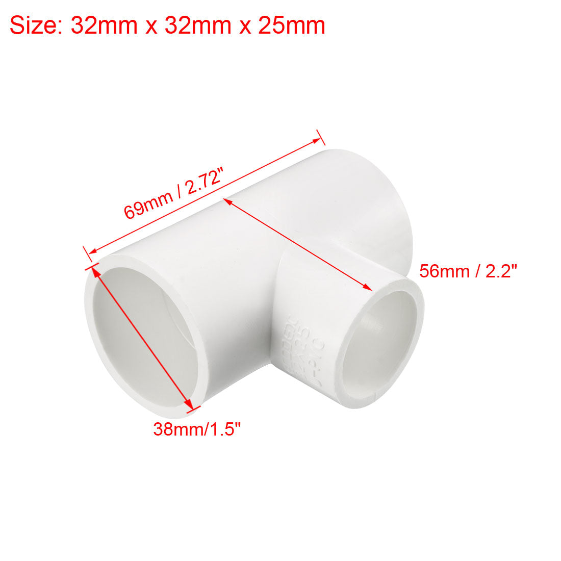 uxcell Uxcell 32mmx32mmx25mm Slip Reducing Tee PVC Pipe Fitting T-Shaped Connector