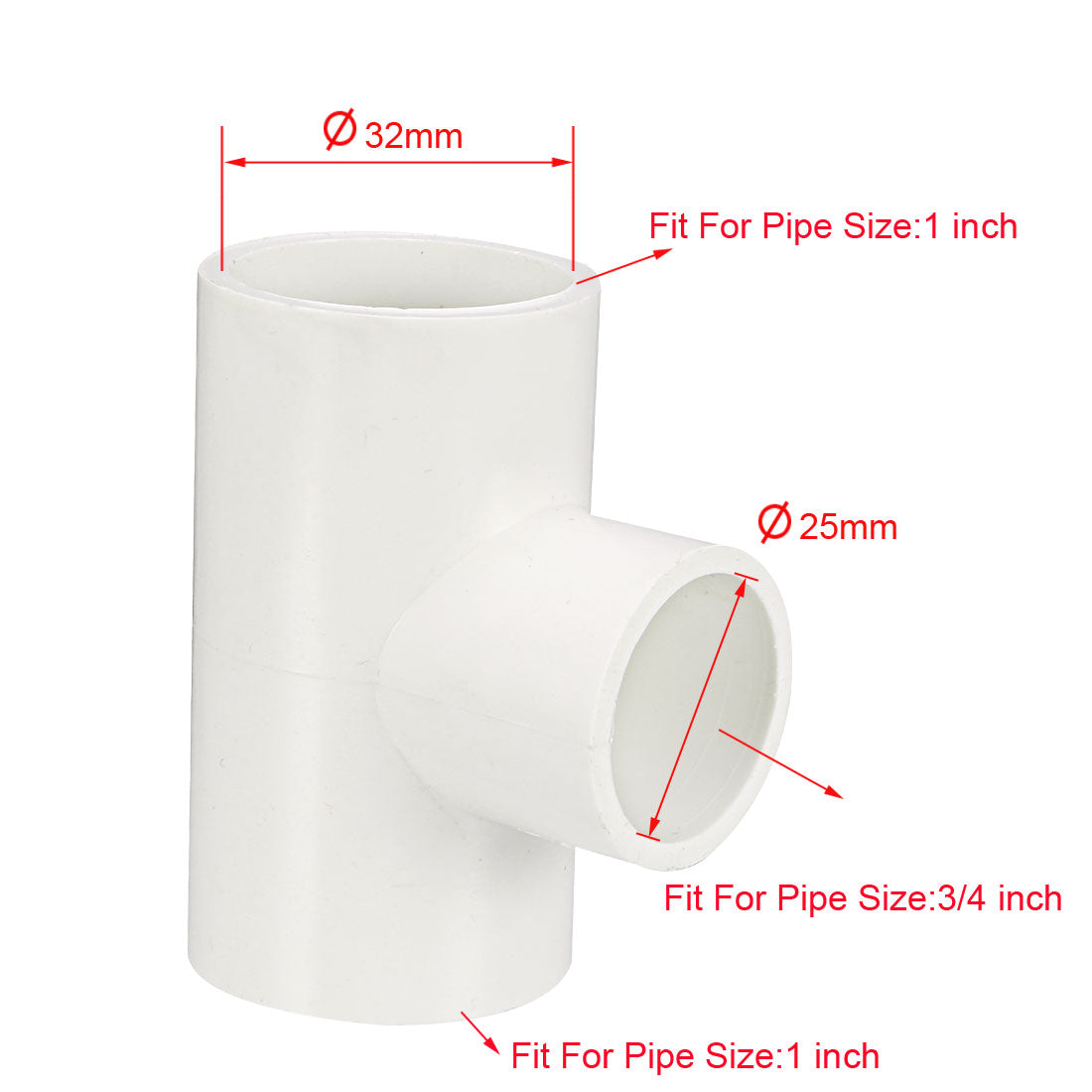 uxcell Uxcell 32mmx32mmx25mm Slip Reducing Tee PVC Pipe Fitting T-Shaped Connector