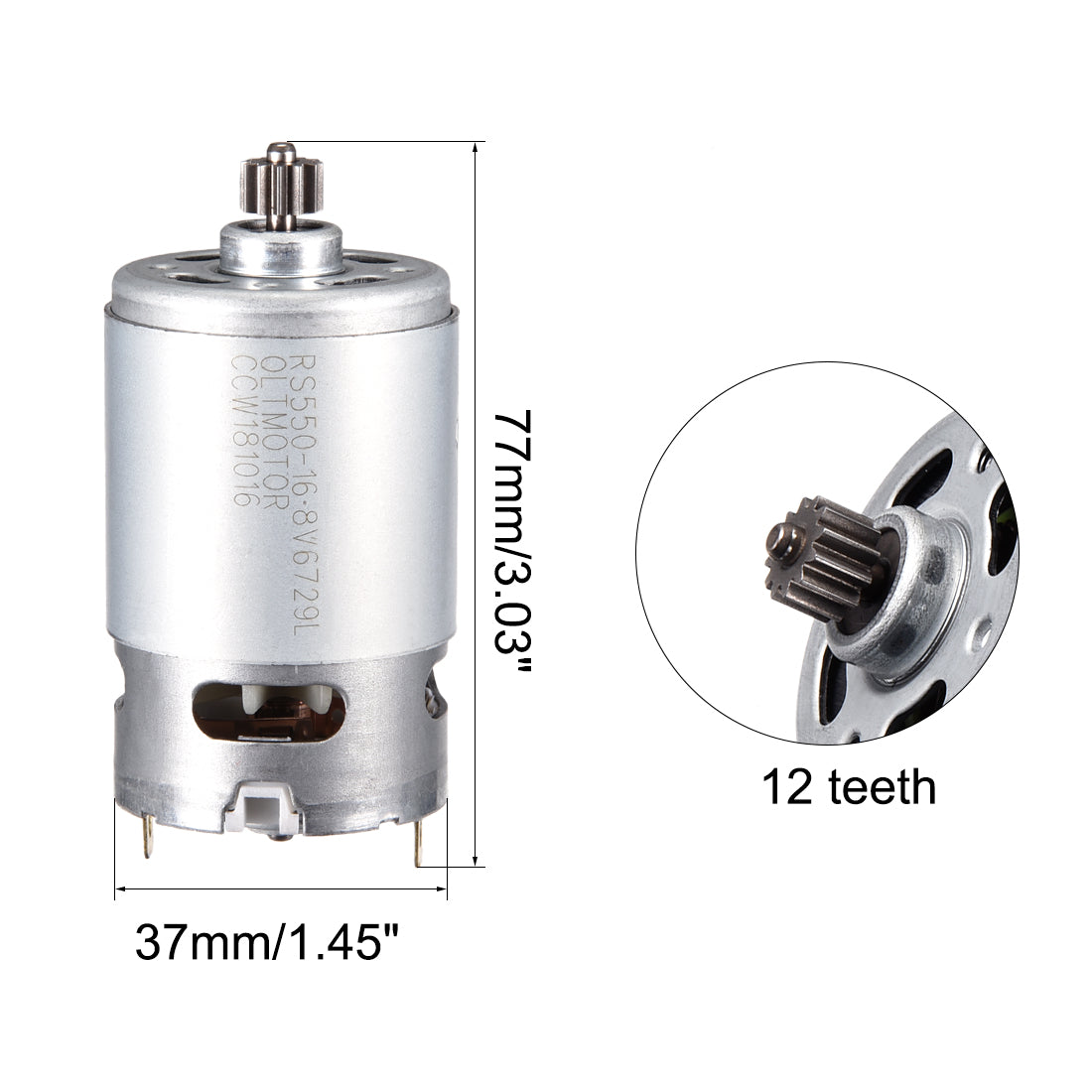 uxcell Uxcell DC 16.8V 23000RPM Electric Gear Motor 12 Teeth for Various Cordless Screwdriver