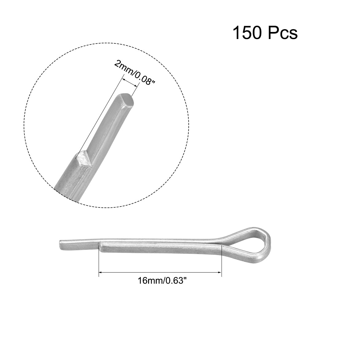 uxcell Uxcell 2mm x 16mm Zinc-Plating Steel Spring Cotter Clip Pin R Shape Hardware 150 Pcs