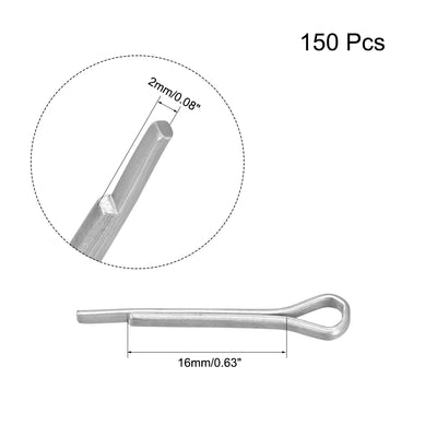 Harfington Uxcell 2mm x 16mm Zinc-Plating Steel Spring Cotter Clip Pin R Shape Hardware 150 Pcs