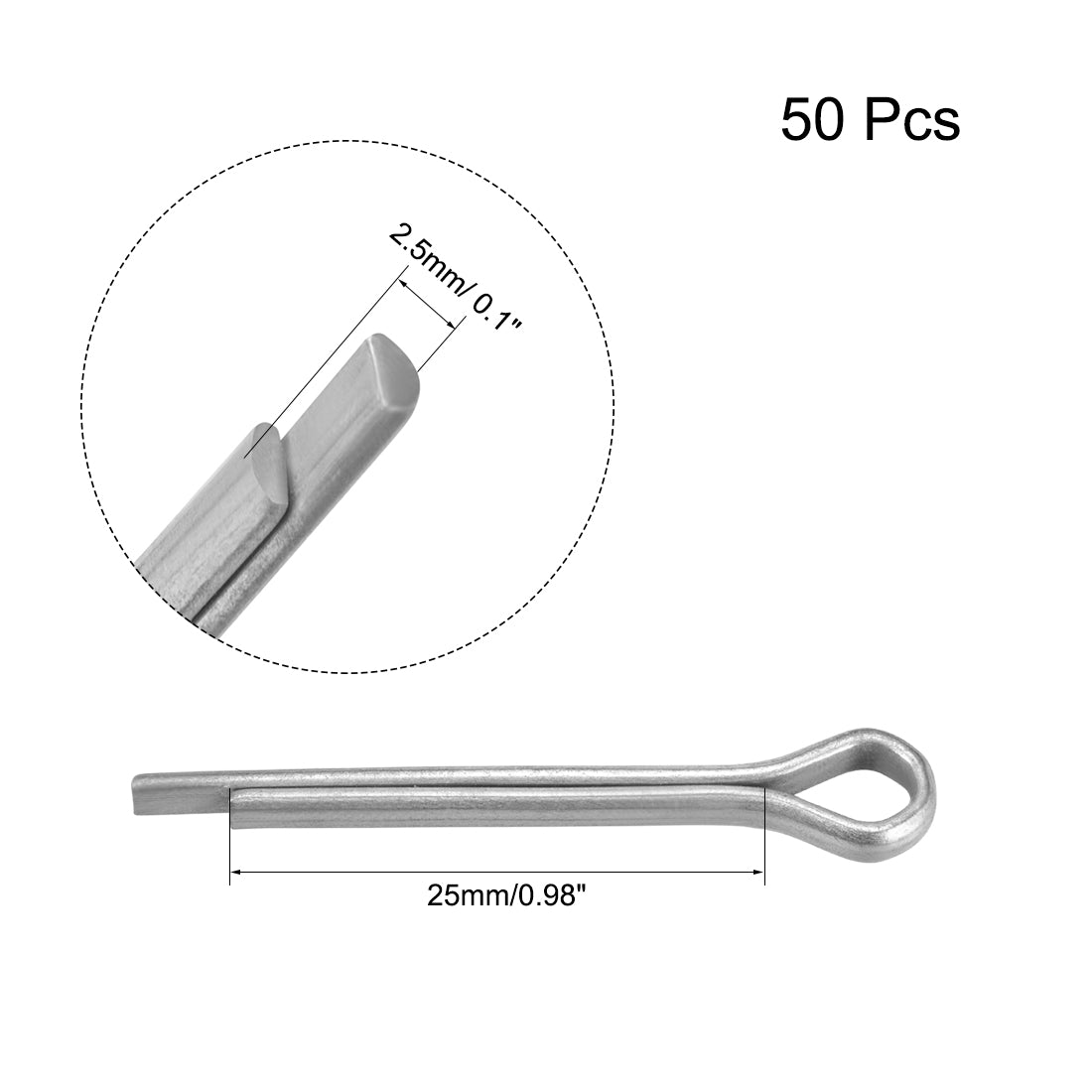 uxcell Uxcell 2.5mm x 25mm Zinc-Plating Steel Spring Cotter Clip Pin R Shape Hardware 50 Pcs
