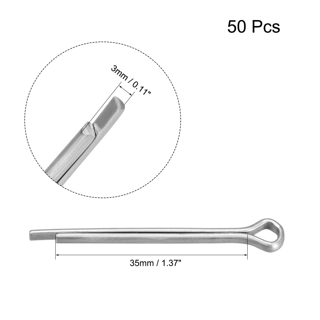 uxcell Uxcell 3mm x 35mm Zinc-Plating Steel Spring Cotter Clip Pin R Shape Hardware 50 Pcs