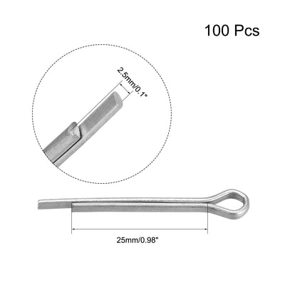Harfington Uxcell 2.5mm x 25mm Zinc-Plating Steel Spring Cotter Clip Pin R Shape Hardware 100 Pcs