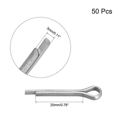 Harfington Uxcell 3mm x 20mm Zinc-Plating Steel Spring Cotter Clip Pin R Shape Hardware 50 Pcs