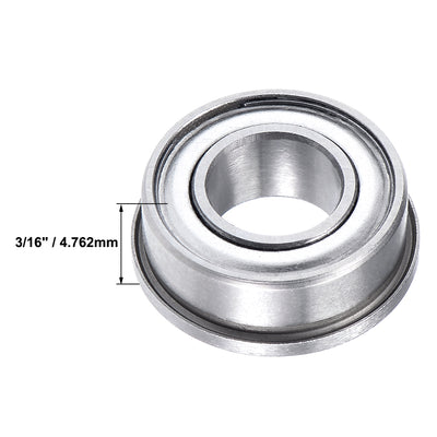 Harfington Uxcell FR188ZZ Flange Ball Bearing 1/4"x1/2"x3/16" Double Shielded GCr15 Bearings 5pcs