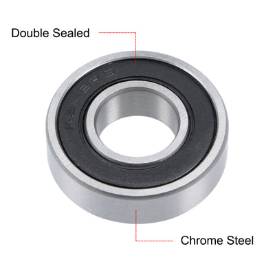 Harfington Uxcell R8-2RS Deep Groove Ball Bearing 1/2"x1-1/8"x5/16" Sealed Chrome Bearings 5pcs