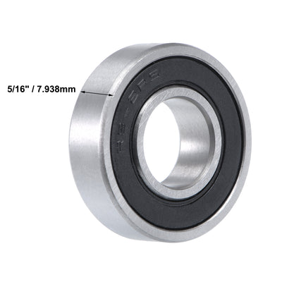 Harfington Uxcell R8-2RS Deep Groove Ball Bearing 1/2"x1-1/8"x5/16" Sealed Chrome Bearings 5pcs