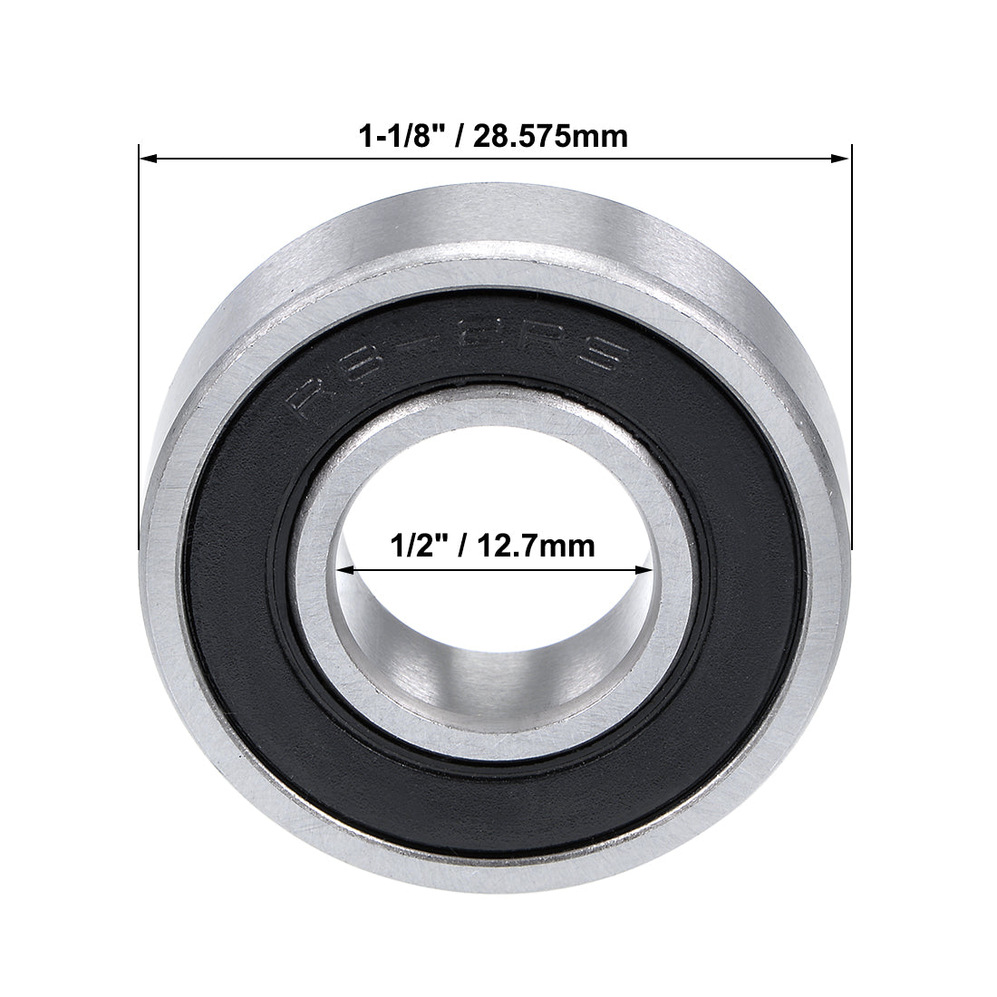 uxcell Uxcell R8-2RS Deep Groove Ball Bearing 1/2"x1-1/8"x5/16" Sealed Chrome Bearings 5pcs