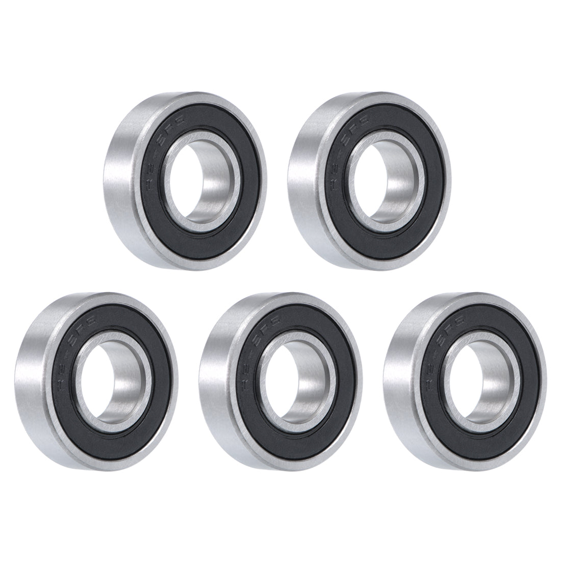 uxcell Uxcell R8-2RS Deep Groove Ball Bearing 1/2"x1-1/8"x5/16" Sealed Chrome Bearings 5pcs