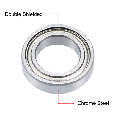 Harfington Uxcell Deep Groove Ball Bearings Double Shielded Chrome Steel Z1 P0