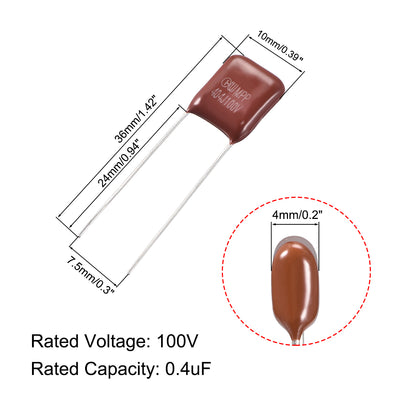 Harfington Uxcell CBB21 Metallized Polypropylene Film Capacitors 100V 0.4uF for Electric Circuits Energy Saving Lamps 5pcs