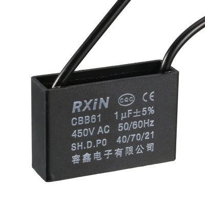Harfington Uxcell CBB61 Run Capacitor 450V AC 1uF 2-wire Metallized Polypropylene Film Capacitors for Ceiling Fan