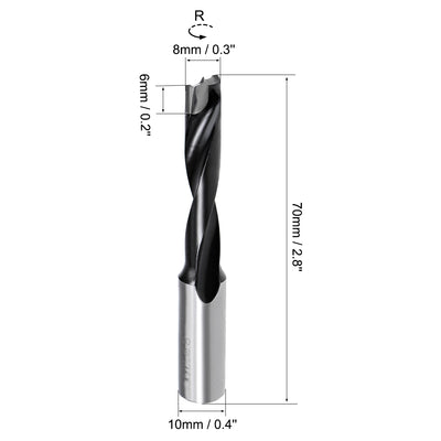 Harfington Brad Point Drill Bits for Wood 8mm x 70mm Forward Turning HSS for Woodworking Carpentry Drilling Tool