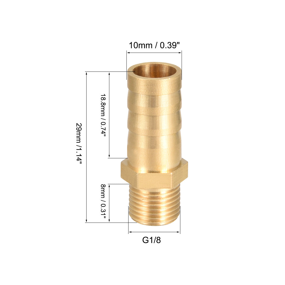 uxcell Uxcell Brass Barb Hose Fitting Connector Adapter 10mm Barbed x G1/8 Male Pipe