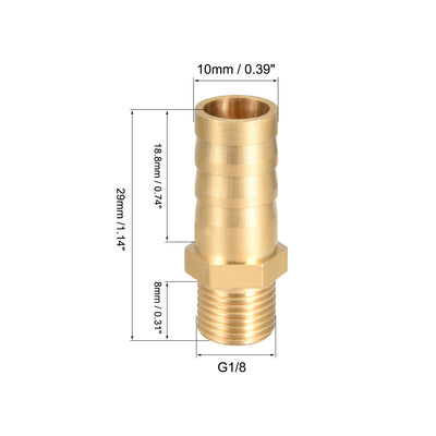 Harfington Uxcell Brass Barb Hose Fitting Connector Adapter 10mm Barbed x G1/8 Male Pipe