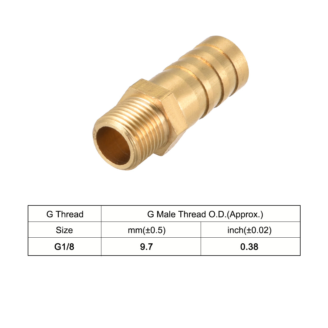 uxcell Uxcell Brass Barb Hose Fitting Connector Adapter 10mm Barbed x G1/8 Male Pipe