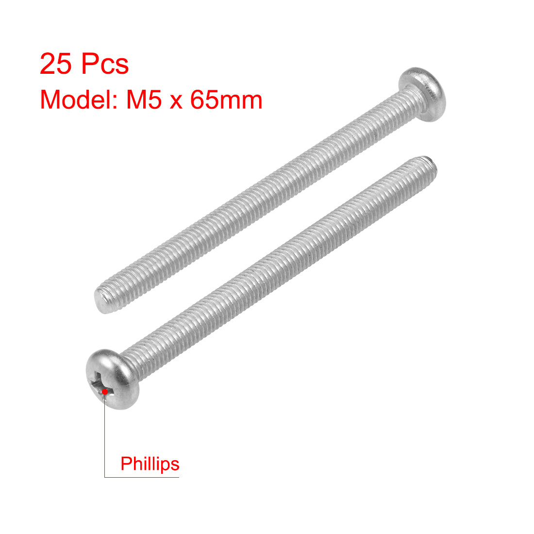 Harfington Machine Screws Phillips Pan Head Screw 304 Stainless Steel Fasteners Bolts 25Pcs