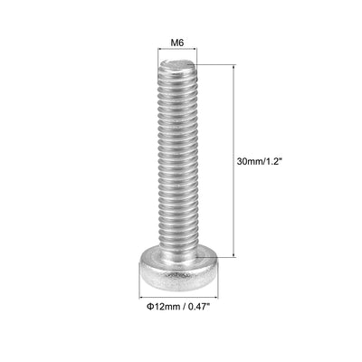 Harfington Uxcell M6x30mm Machine Screws Pan Phillips Cross Head Screw 304 Stainless Steel Fasteners Bolts 15Pcs