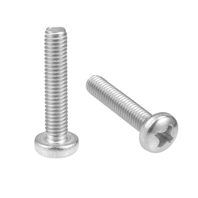 uxcell Uxcell M6x30mm Machine Screws Pan Phillips Cross Head Screw 304 Stainless Steel Fasteners Bolts 15Pcs