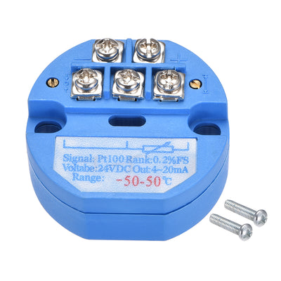 Harfington PT100 Temperature Sensor Transmitter 24V DC 4-20mA -50 to 50