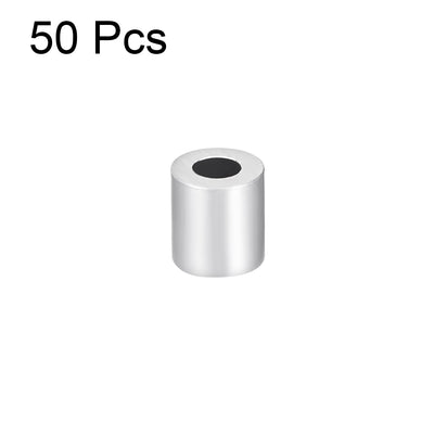 Harfington Uxcell M2 Aluminum Sleeve Crimp 2mm(5/64 In) Steel Wire Rope Button Stop 50 Pcs