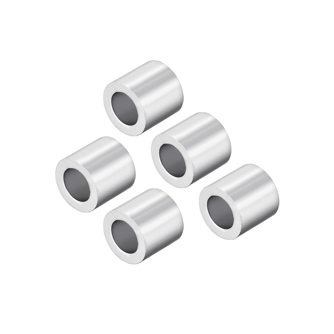 uxcell Uxcell M6 Aluminum Sleeve Crimp 6mm(15/64 In) Steel Wire Rope Button Stop 5 Pcs