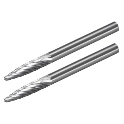 Harfington Tungsten Carbide Single Cut Rotary Burrs Files Cone Shape 1/8" Shank 2pcs
