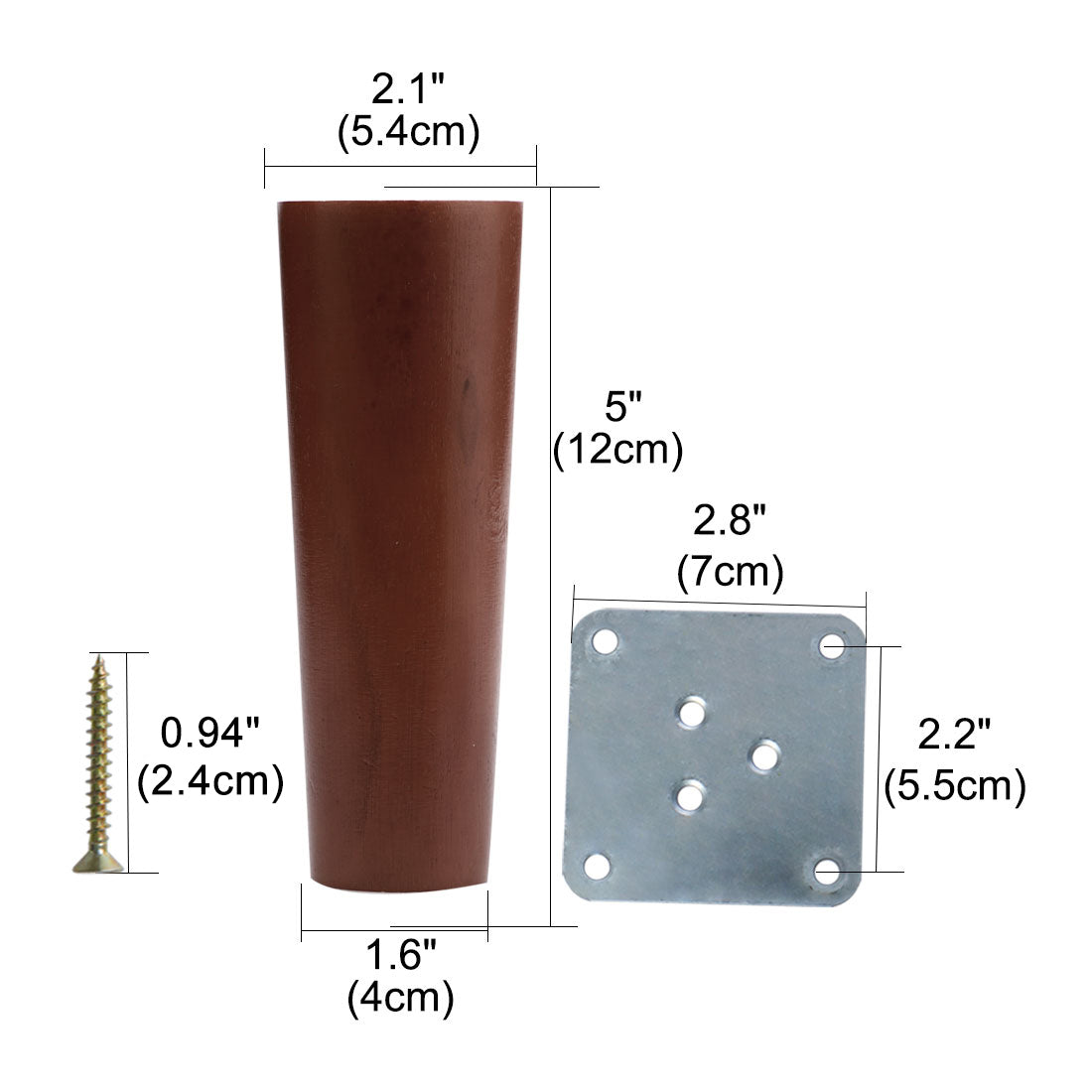 uxcell Uxcell Round Solid Wood Furniture Leg Chair Sofa Feet Replacement Set of 2