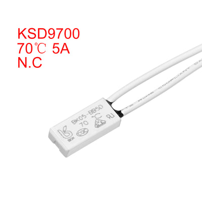 Harfington Uxcell Thermostat, 70℃ N.C 5A Plastic Bimetal Temperature Control Switch 2pcs