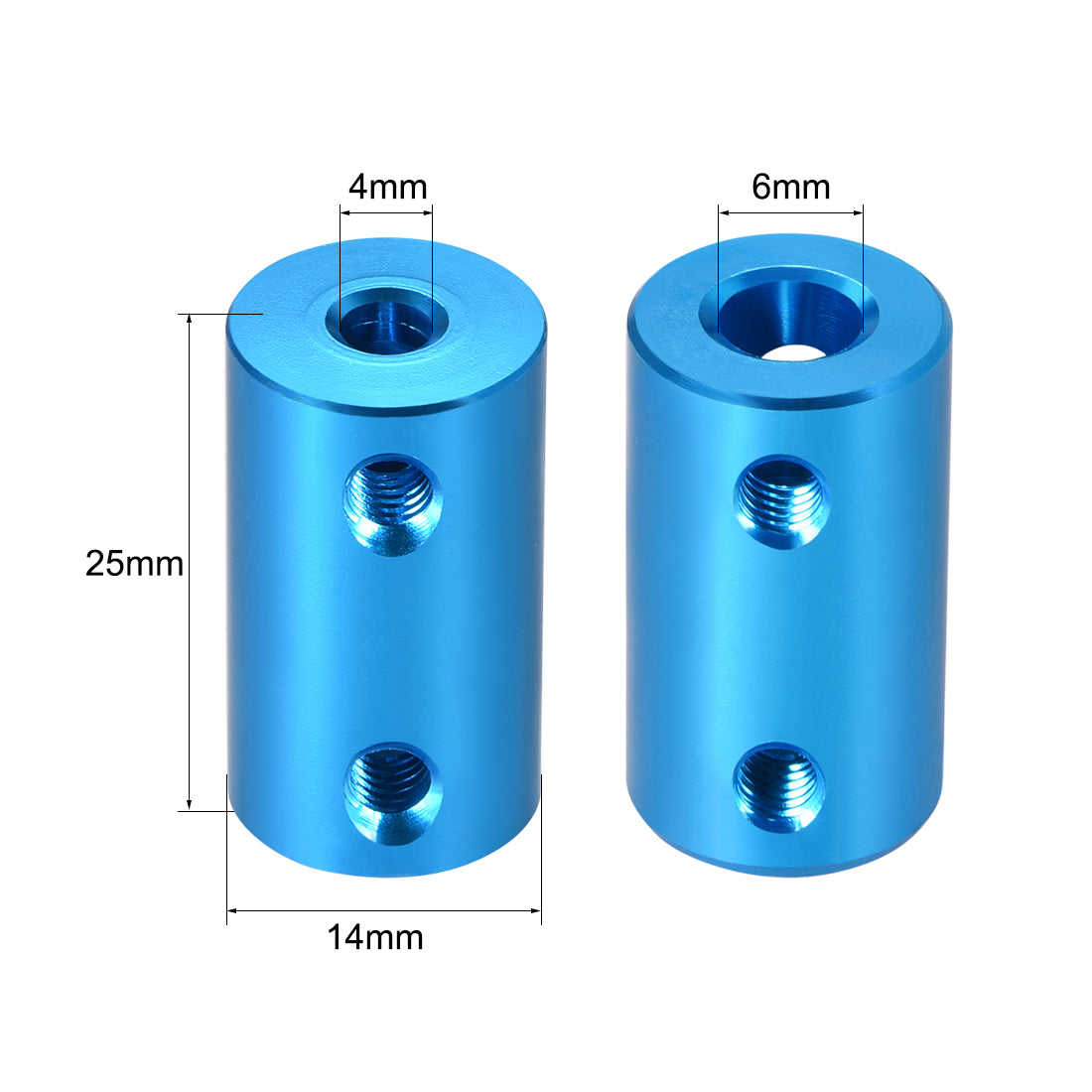 Harfington Shaft Coupling 4mm to 6mm Bore L25xD14 Robot Motor Wheel Rigid Coupler Connector Blue 2pcs