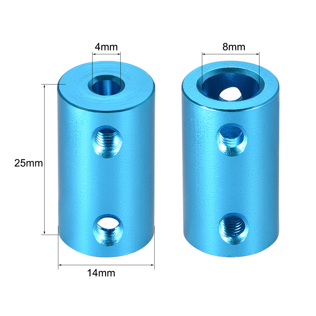 Harfington Shaft Coupling 4mm to 8mm Bore L25xD14 Robot Motor Wheel Rigid Coupler Connector Blue 2PCS