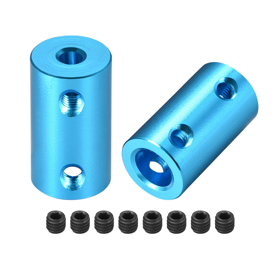 Harfington Shaft Coupling 4mm to 8mm Bore L25xD14 Robot Motor Wheel Rigid Coupler Connector Blue 2PCS
