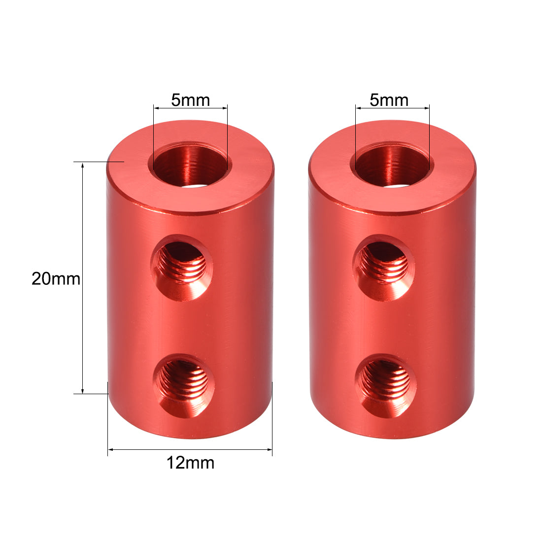 Harfington Shaft Coupling 5mm to 5mm Bore L20xD12 Robot Motor Wheel Rigid  Connector Red